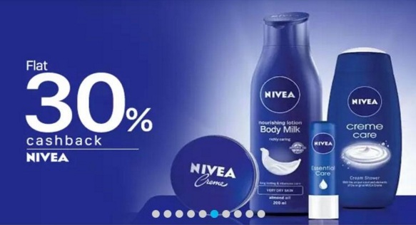 India Desire : Paytm Nivea Exclusive : Flat 30% Off + Extra 30% Cashback On Nivea Beauty Products- LOOK30
